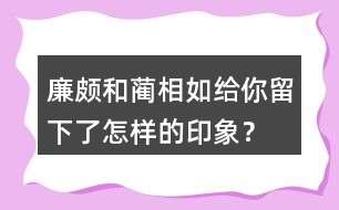 廉頗和藺相如給你留下了怎樣的印象？