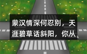 “蒙漢情深何忍別，天涯碧草話斜陽”，你從課文哪些地方體會(huì)到了“蒙漢情深” ？