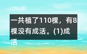 一共植了110棵，有8棵沒(méi)有成活。(1)成活了多少棵?(2)這批樹(shù)的成活率是多少?