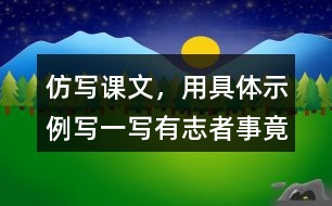 仿寫課文，用具體示例寫一寫“有志者事竟成，玩也能玩出名堂”