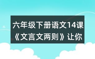 六年級(jí)下冊(cè)語(yǔ)文14課《文言文兩則》讓你有何體會(huì)？