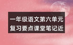 一年級(jí)語(yǔ)文第六單元復(fù)習(xí)要點(diǎn)課堂筆記近反義詞