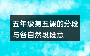 五年級第五課的分段與各自然段段意