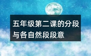 五年級第二課的分段與各自然段段意