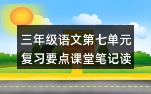 三年級語文第七單元復(fù)習(xí)要點(diǎn)課堂筆記讀寫提示