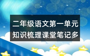 二年級(jí)語文第一單元知識(shí)梳理課堂筆記多音字