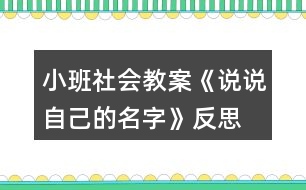 小班社會(huì)教案《說說自己的名字》反思