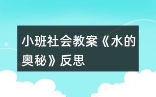 小班社會(huì)教案《水的奧秘》反思