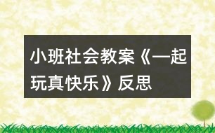 小班社會教案《―起玩真快樂》反思