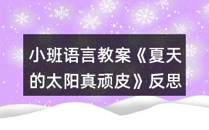 小班語言教案《夏天的太陽真頑皮》反思