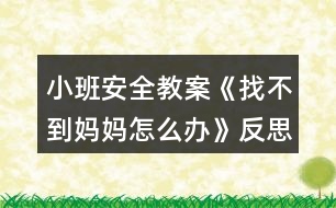 小班安全教案《找不到媽媽怎么辦》反思