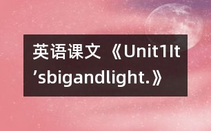 英語課文 《Unit1It’sbigandlight.》教學設計