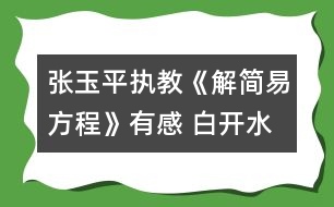 張玉平執(zhí)教《解簡易方程》有感 白開水可以變成茅臺酒！