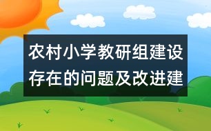 農(nóng)村小學(xué)教研組建設(shè)存在的問(wèn)題及改進(jìn)建議