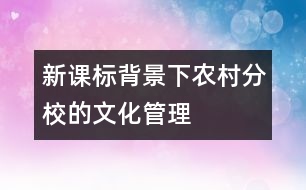 新課標(biāo)背景下農(nóng)村分校的文化管理