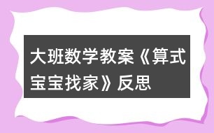 大班數(shù)學教案《算式寶寶找家》反思