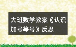 大班數(shù)學(xué)教案《認識加號、等號》反思