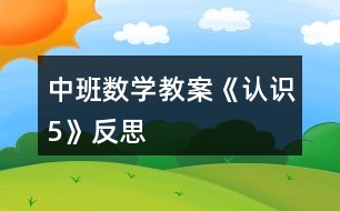 中班數(shù)學教案《認識5》反思