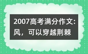 2007高考滿分作文:風，可以穿越荊棘