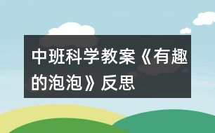 中班科學教案《有趣的泡泡》反思