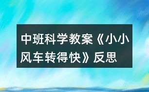 中班科學教案《小小風車轉(zhuǎn)得快》反思