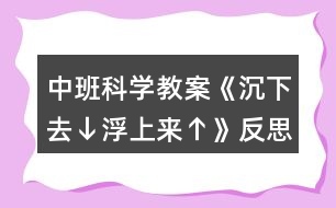 中班科學教案《沉下去↓浮上來↑》反思