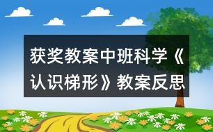 獲獎(jiǎng)教案中班科學(xué)《認(rèn)識(shí)梯形》教案反思