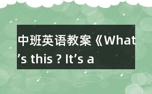 中班英語教案《What’s this ? It’s a …》