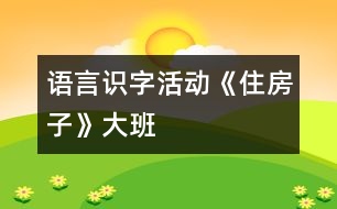 語言識字活動《住房子》（大班）