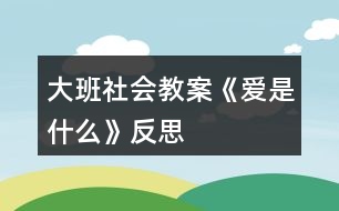 大班社會教案《愛是什么》反思