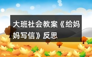 大班社會教案《給媽媽寫信》反思