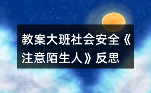 教案大班社會安全《注意陌生人》反思