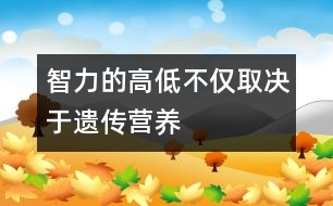 智力的高低不僅取決于遺傳、營養(yǎng)