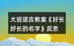 大班語言教案《好長好長的名字》反思