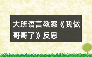 大班語言教案《我做哥哥了》反思