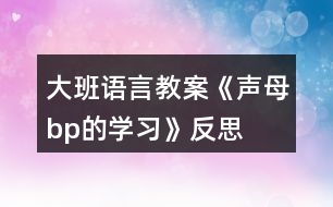 大班語言教案《聲母b、p的學習》反思