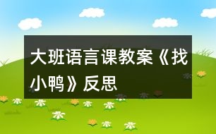 大班語(yǔ)言課教案《找小鴨》反思