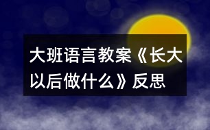 大班語言教案《長大以后做什么》反思