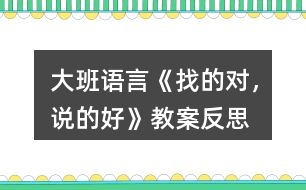 大班語(yǔ)言《找的對(duì)，說(shuō)的好》教案反思