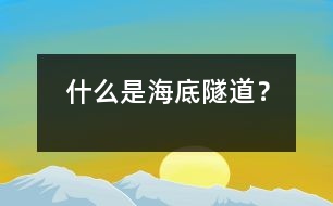 什么是海底隧道？