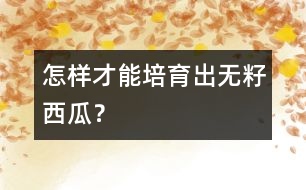 怎樣才能培育出無籽西瓜？