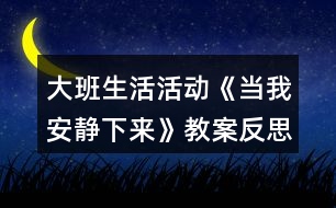 大班生活活動(dòng)《當(dāng)我安靜下來(lái)》教案反思